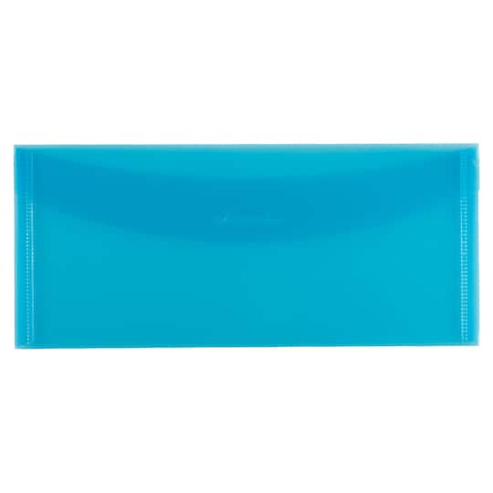 JAM Paper Blue Plastic Tuck Flap Closure 4.25" x 9.75" Envelopes, 12ct.